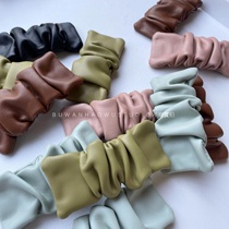 Good-looking Korean colored candy-colored leather pu pleated big hairclip side clip current sea clip (2 pcs)