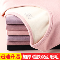 Lady Autumn Clothes Autumn Pants Thickened double face grinding wool Gardown warm underwear Bottoms Cation Cotton Sweatshirt Suit Winter