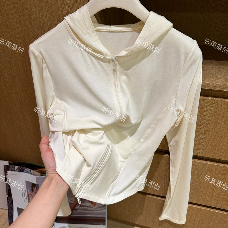 M Like "Invisible Fishbone" Waist-Cinching Lenzing Modal Hooded Jacket