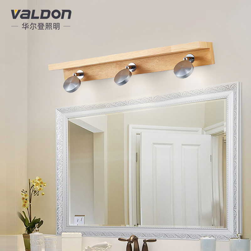 Mirror headlight led simple modern waterproof anti-fog solid wood lamps makeup table lamp bathroom powder room wall lamp mirror lamp