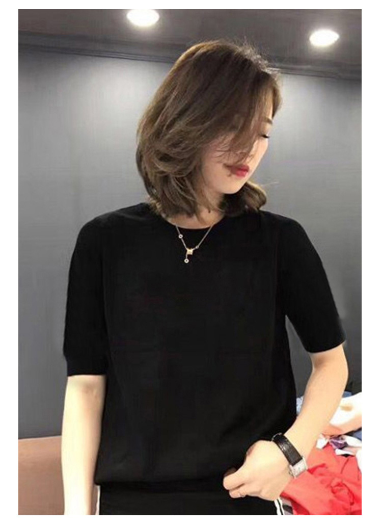 Áo sơ mi nữ dáng lửng xuân hè 2019 mới tay áo cao cổ tay áo sơ mi nữ hoang dã của áo len mỏng tay năm điểm áo len nữ form rộng