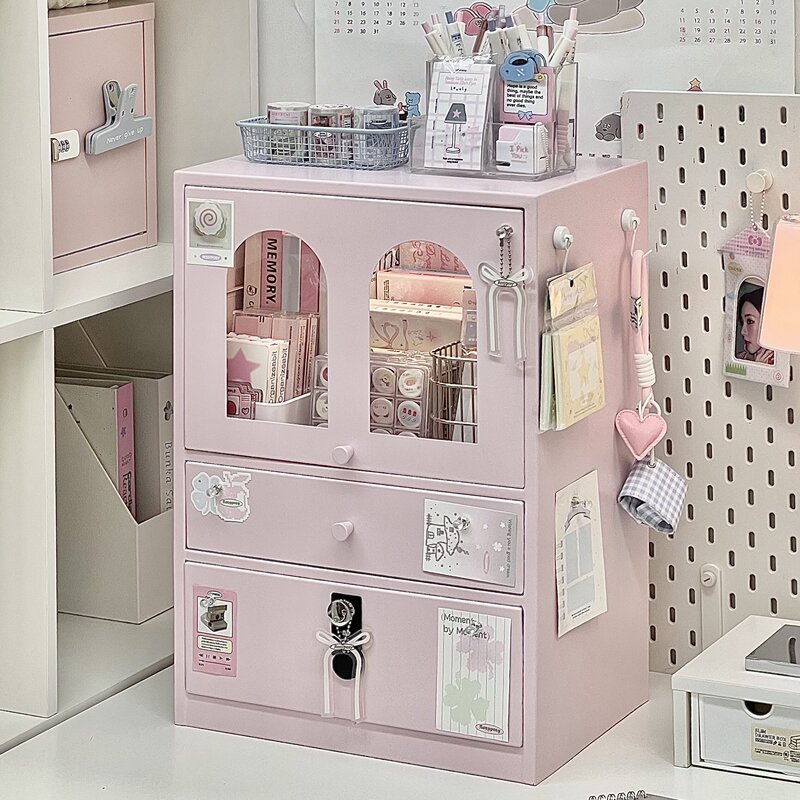 Desktop Metal Storage Cabinet, Wrought Iron Storage Box, Student Dormitory Small Cabinet, ins Style Desk Password Small Metal Cabinet