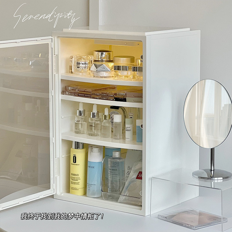 Cosmetic storage box large-capacity dormitory desktop storage box dust-proof lipstick skin care dressing table perfume rack