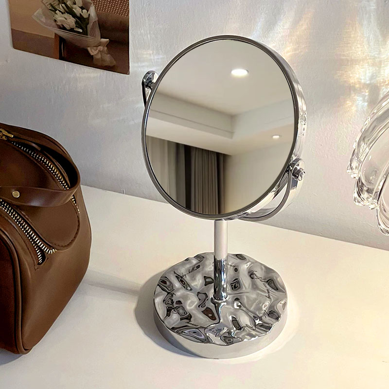 Advanced senses corrugated dresser Double sided round mirror Home Desktop Desktop Enlarged Makeup Mirror Dresser Bifacial Mirror-Taobao