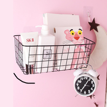 Wall storage basket cosmetics shelf dormitory artifact bedside wall hanging dormitory office finishing hanging basket free of punching