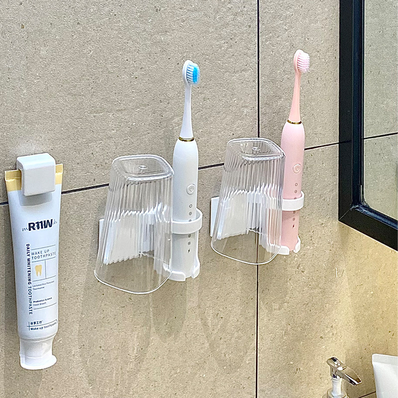 Electric toothbrush rack student dormitory artifact free punching wall hanging bathroom tooth cup mouthwash cup toothpaste shelf