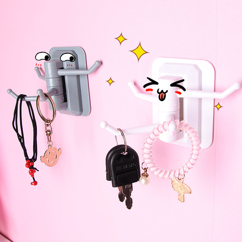 Dormitory creative cute sticky hook cartoon door rear nail-free adhesive hook strong glue kitchen wall wall hanging multi-function