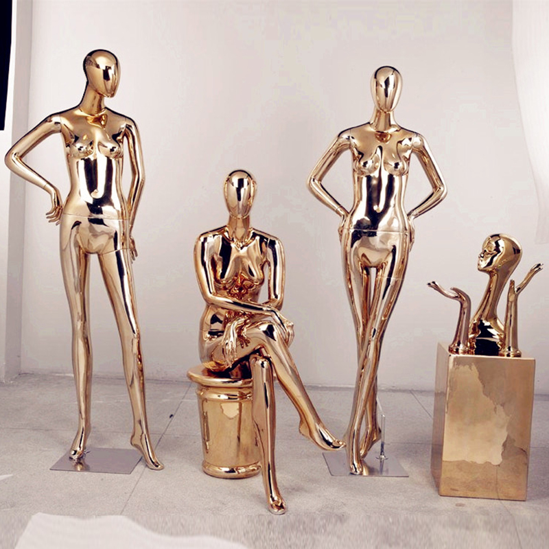 Model Props Women Clothing Shop Window Show Show Golden New Plated Women's Full Body Stand Die Wedding Dress Model Props
