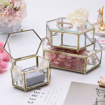 Retro glass storage box jewelry box European ring jewelry with lid necklace jewelry box cake wedding Everlasting Flower