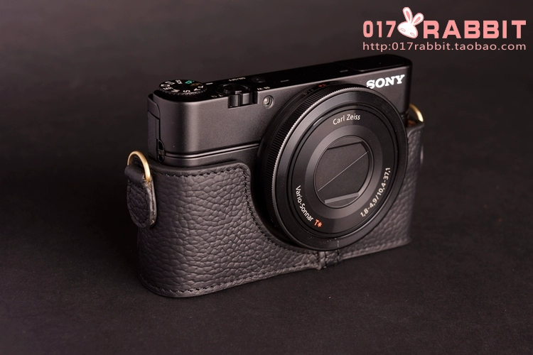 Đài Loan TP da đen thẻ gốc SONY Sony RX100 túi đựng máy ảnh cơ sở RX100 nửa bộ tay cầm bao da - Phụ kiện máy ảnh kỹ thuật số