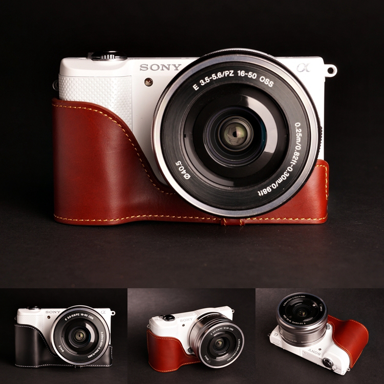 Taiwan TP leather SONY SONY A5100 A5000 camera bag Cowhide case NEX5T NEX5R protective case