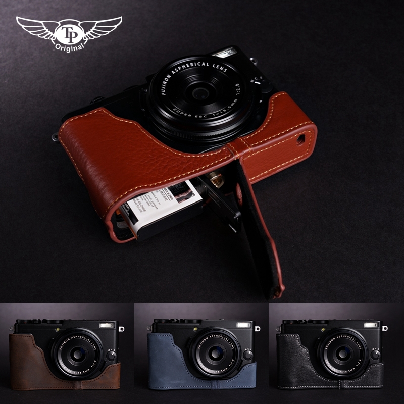 (Taiwan TP) Genuine cowhide Fujifilm Fuji X70 camera bag X70 leather case handle half set base hollow