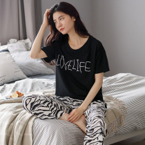 Modale Cotton Pyjamas Woman Summer Brief Casual exterior wearing short sleeves 90% Pants Loose Thin home Suit Suit