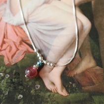 Natural strawberry crystal light luxury niche high-end anklet S925 sterling silver
