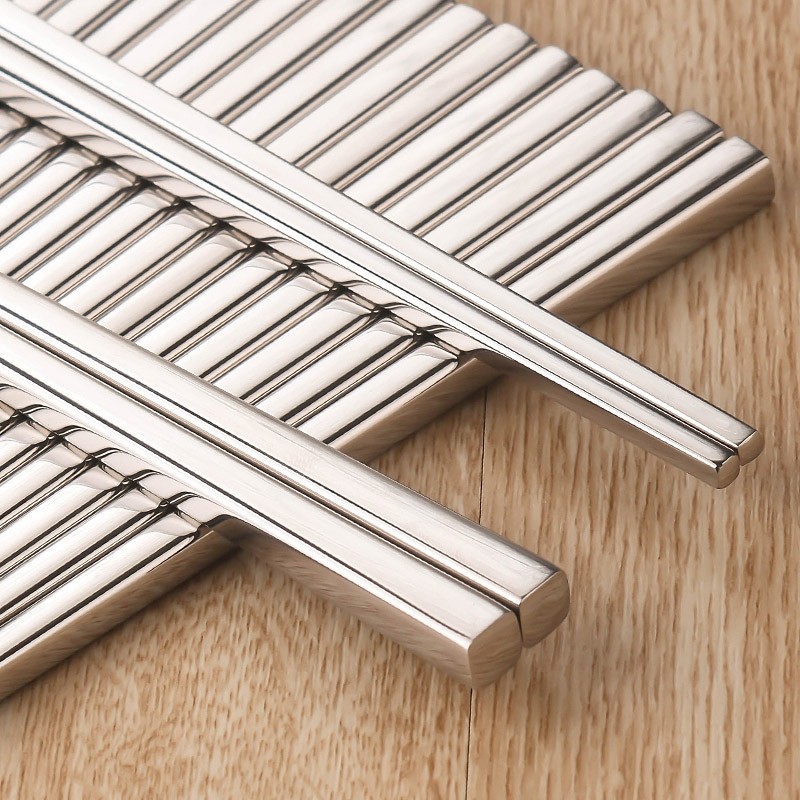 304 stainless steel chopsticks square home anti-slip 10 double suit mildew-proof and anti-mildew iron quick