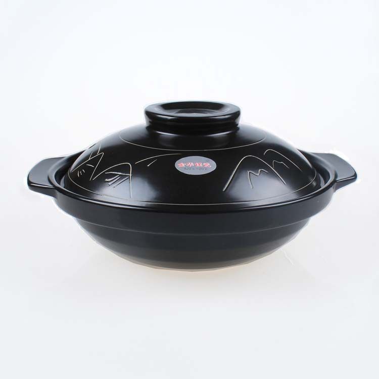 Burn out for a new clay pot, eggplant pot, braised chicken rice, special casserole pot, flat-bottomed black crystal furnace, light pot with burning resistance