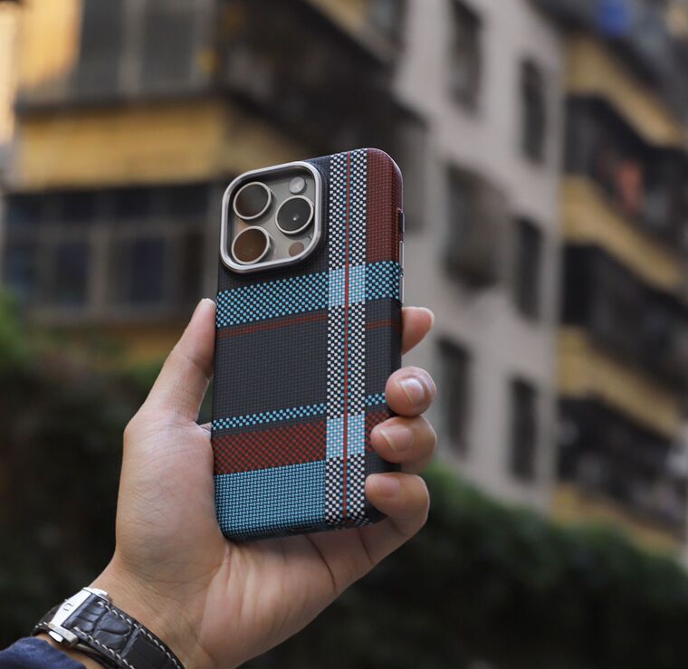 Alpine Mountain Carbon Fiber Pattern MagSafe Matte Slim Fit 15, 14, 13, 12 Phone Case