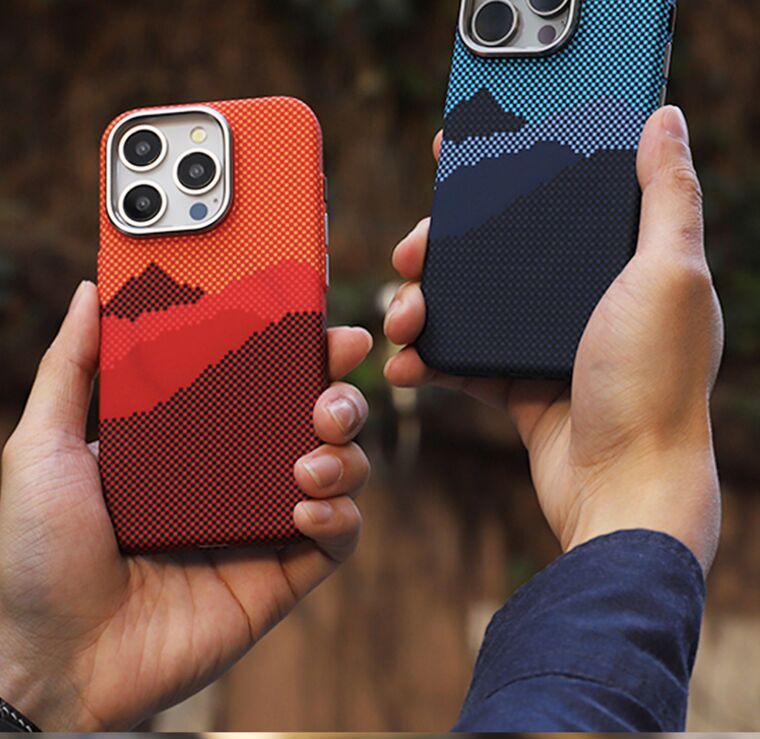 Alpine Mountain Carbon Fiber Pattern MagSafe Matte Slim Fit 15, 14, 13, 12 Phone Case