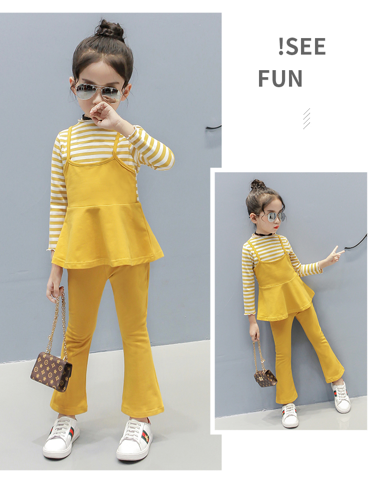 Bộ đồ cho bé gái mùa thu 2018 mới Quần áo trẻ em Hàn Quốc trong bầu không khí trong bộ đồ hai mảnh mùa xuân và mùa thu cho bé trai áo quần trẻ em