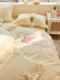 French-Style Pure Cotton Four-Piece Bedding Set, 100% Cotton Embroidered Duvet Cover, High-End Bedding, Light Luxury Bed Sheet and Fitted Sheet for Girls