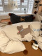 Cartoon Cute Puppy Patchwork Embroidery All-Cotton Washed Cotton Four-Piece Set with Pom-Pom Duvet Cover, Bed Sheet, Apartment Bedding Set Three