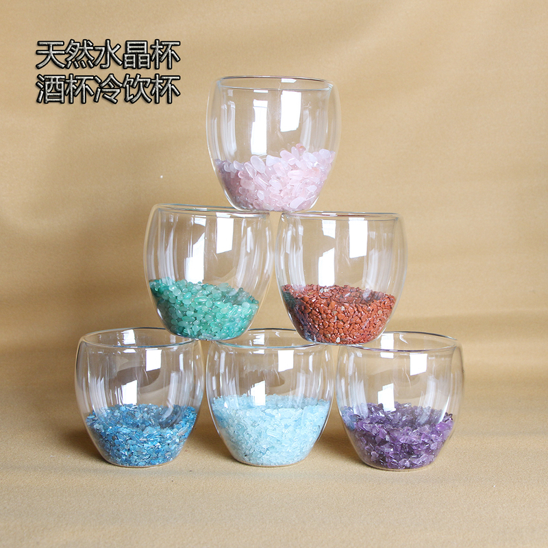 High-End Multi-Type Natural Crystal Crushed Stone Glass Cup, Purple and White Crystal Agate Milk Tea Cup, Juice Creative Wine Cold Drink Cup High-End Multi-Type Natural Crystal Crushed Stone Glass Cup, Purple and White Crystal Agate Milk Tea Cup, Juice Creative Wine Cold Drink Cup