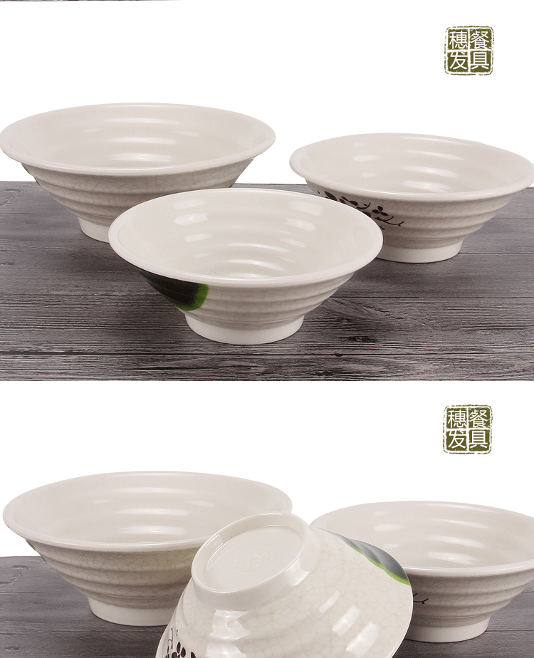 Ajisen Ramen Bát Thương mại Nhựa Bò Mì Soup Súp Cháo Bát Lớn Bát Mala Tang Nhật Bản Melamine Giả sứ Bát Bộ đồ ăn - Đồ ăn tối dĩa ăn