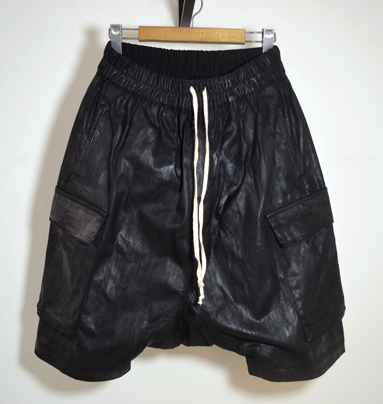 Rodrkshdw Dark-Colored Coated Wax Shorts, Five-Point Shorts, Rickoens Loose-Fitting Baggy Shorts with Low Crotch