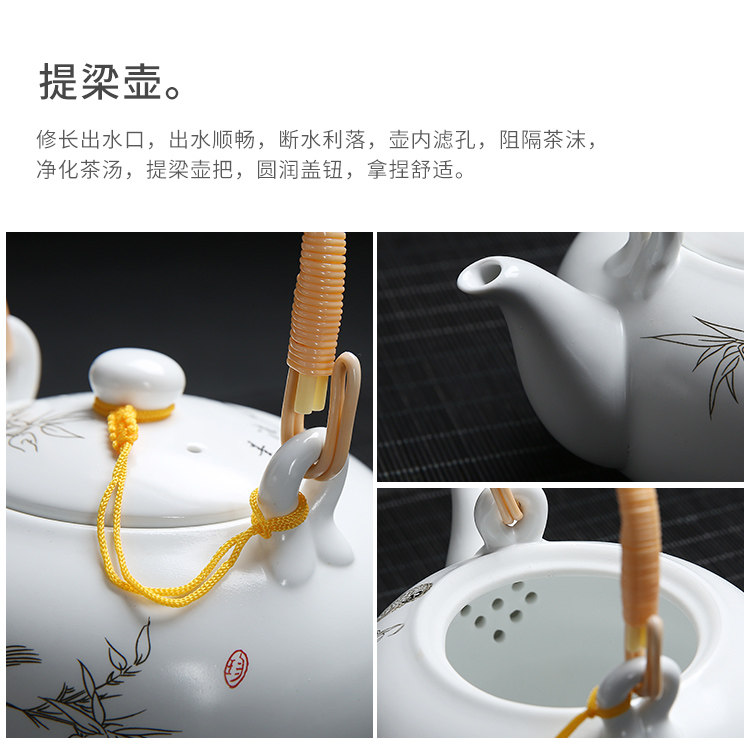 Jingdezhen ceramic Kung Fu tea set, home handle teapot and tea cup complete set, simple gift box with a tray included pic 16