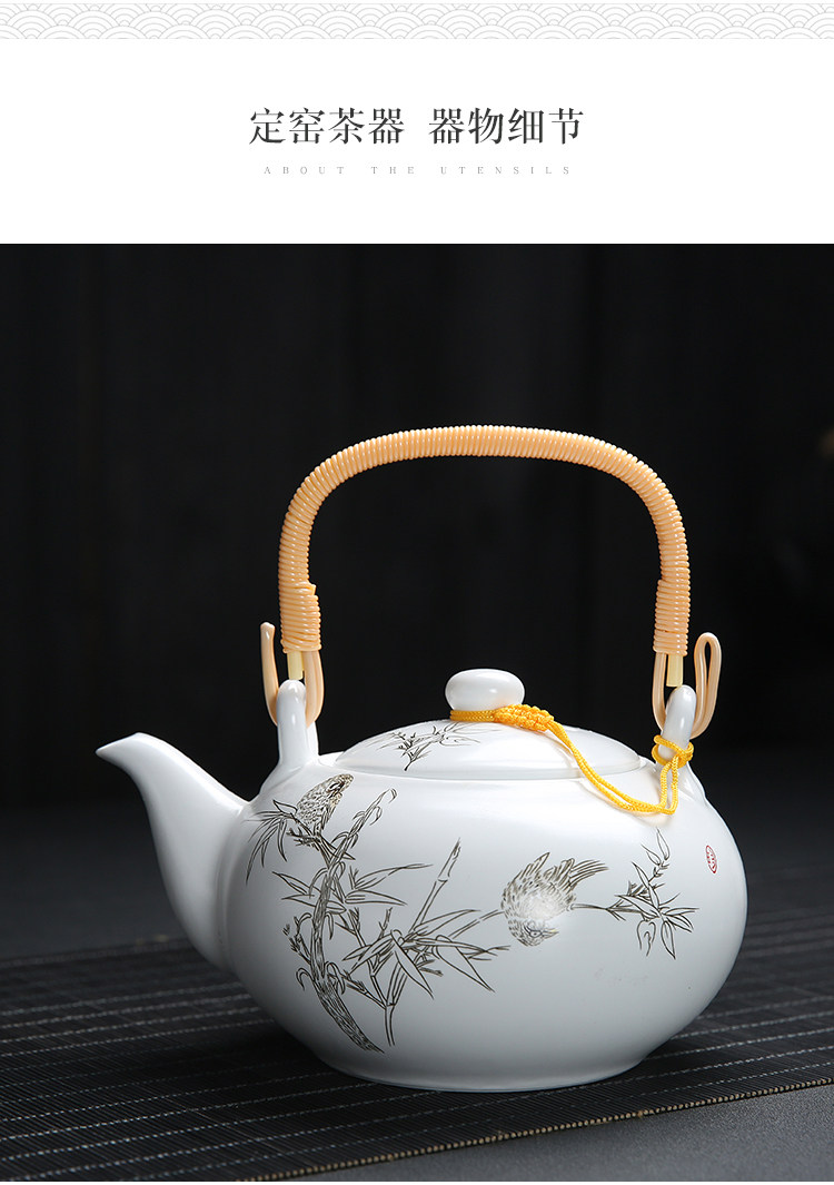 Jingdezhen ceramic Kung Fu tea set, home handle teapot and tea cup complete set, simple gift box with a tray included pic 15