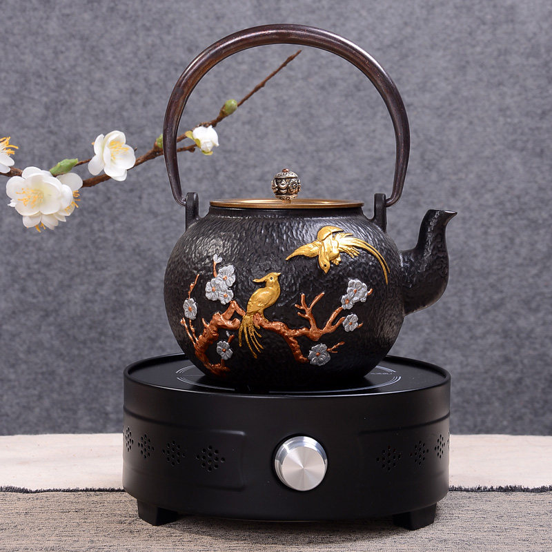 Golden Phoenix old iron pot in southern Japan imported pig iron pot kettle tea maker pumping handmade tea set cast iron teapot