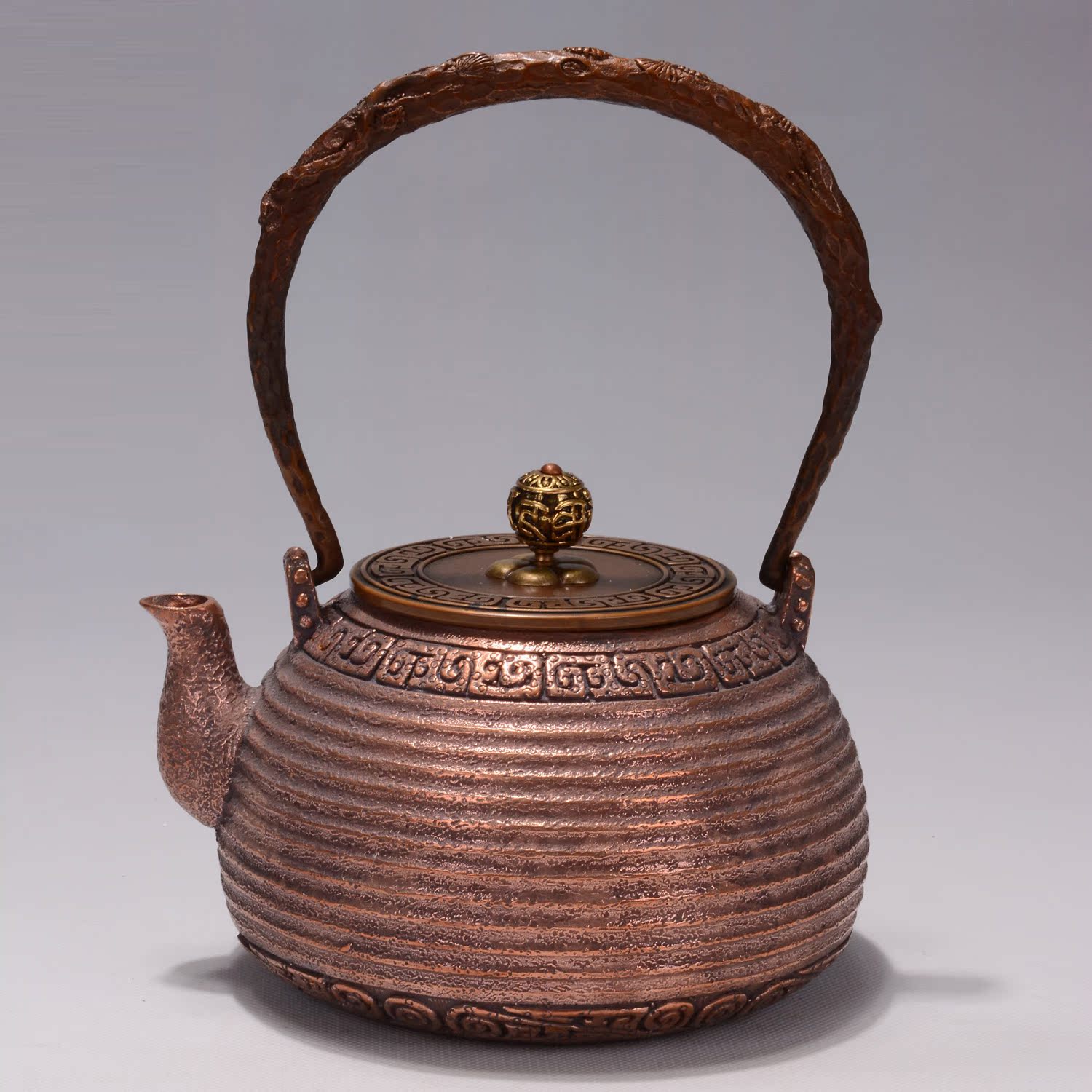 Water polo veins red copper pot pure copper burning water pot pure hand imitation ancient tea set thickened cast copper pot without coating copper teapot