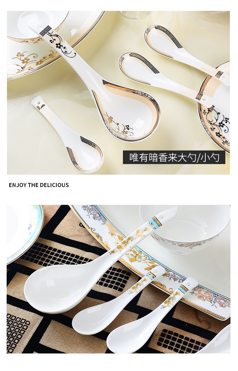 Tangshan red peony ipads China porcelain run of household ceramics tableware spoon handle long ultimately responds spoon, small spoon, big spoon, spoon