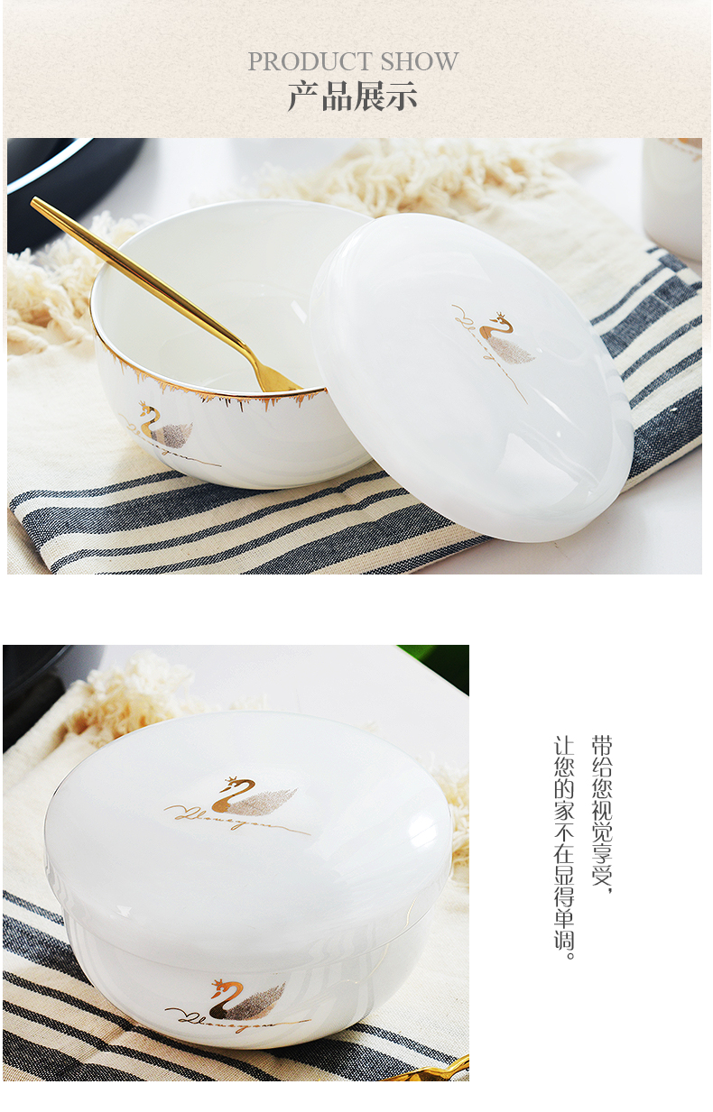 Tangshan ipads porcelain tableware suit with cover two - piece ceramic bowl and creative up phnom penh a single bowl mercifully rainbow such use