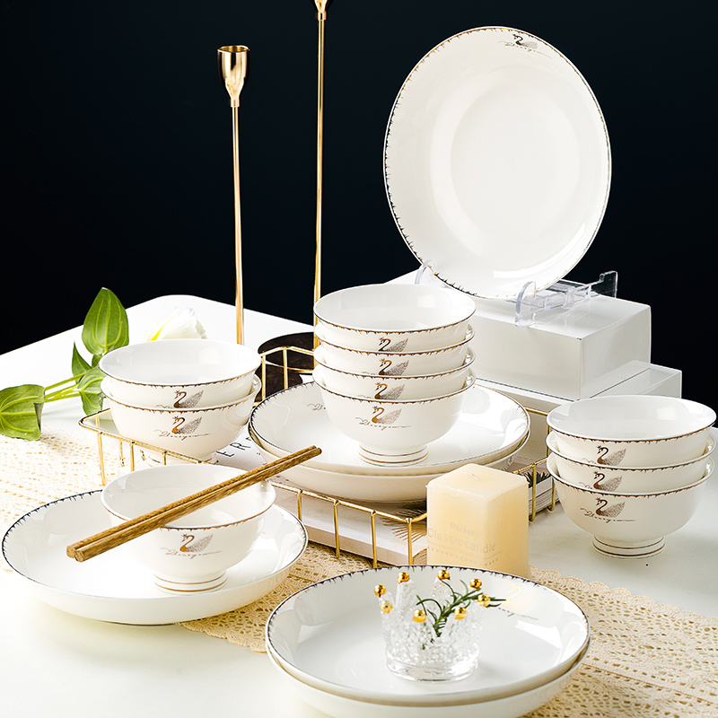 Beautiful swan special - shaped ipads porcelain tableware suit individuality creative home dishes to eat rainbow such as bowl dish a single large soup bowl
