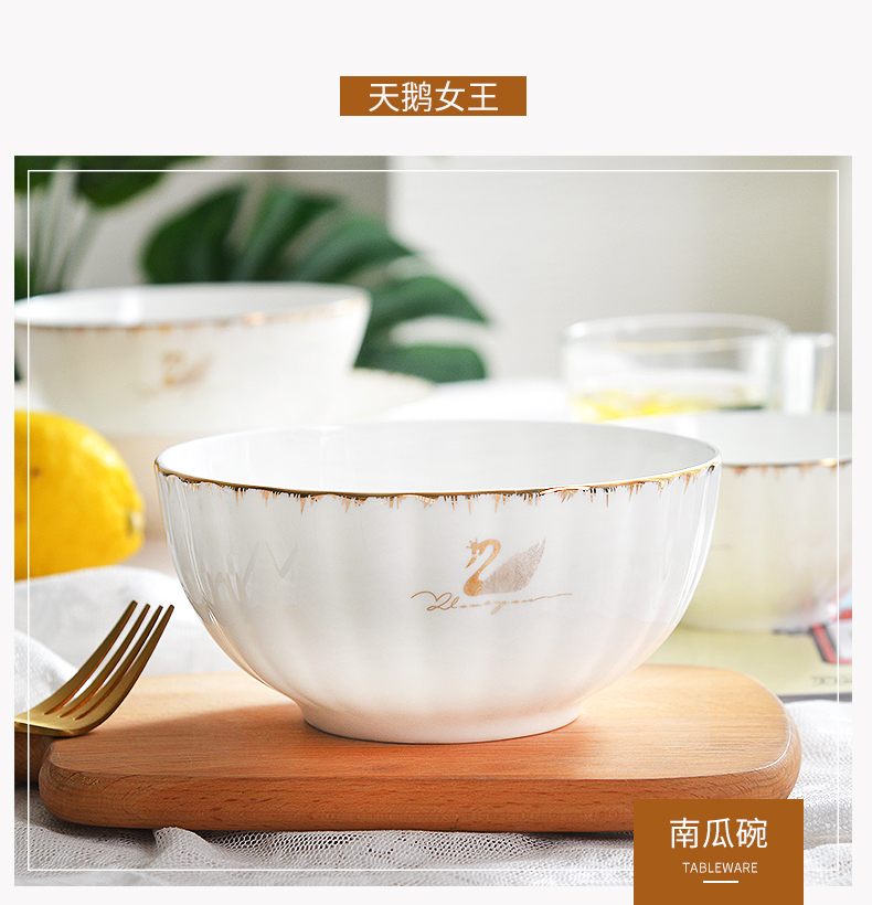 A single household ipads China big bowl ceramic tableware to eat rice bowl porcelain suit 7 "rainbow such use 2 dishes pot