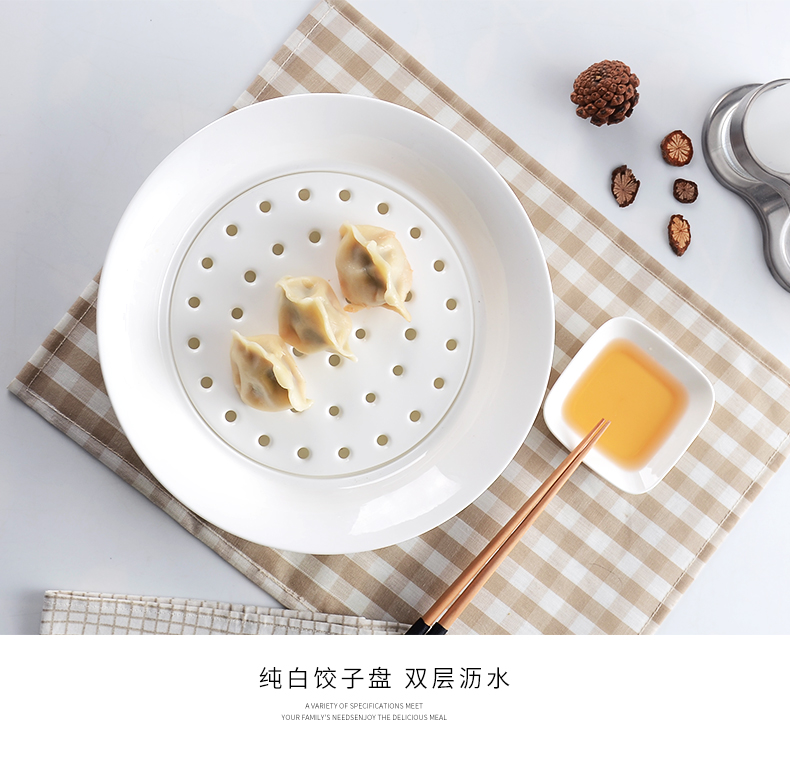 Ceramic double plate of dumplings dumplings plate ipads porcelain tableware circular creative drop up phnom penh household European - style soup plate plate