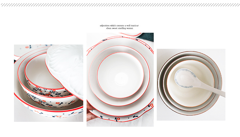 Red peony single ipads porcelain tableware large soup bowl household ceramics Macao 8 inches rainbow such as bowl bowl of salad bowl large bowl