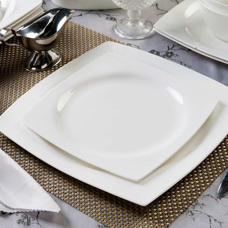 Tangshan ipads porcelain tableware pure white fish dish dish dish dish FanPan plates plate beefsteak dish deep bowl dish of household