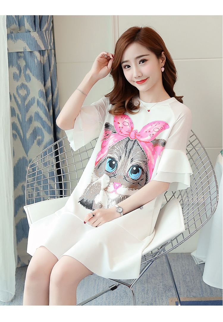 Váy bà bầu mùa hè áo dài đoạn phiên bản Hàn Quốc của bà bầu váy rộng kích thước lớn mùa hè bà bầu phù hợp / đơn - Áo thai sản áo khoác bầu