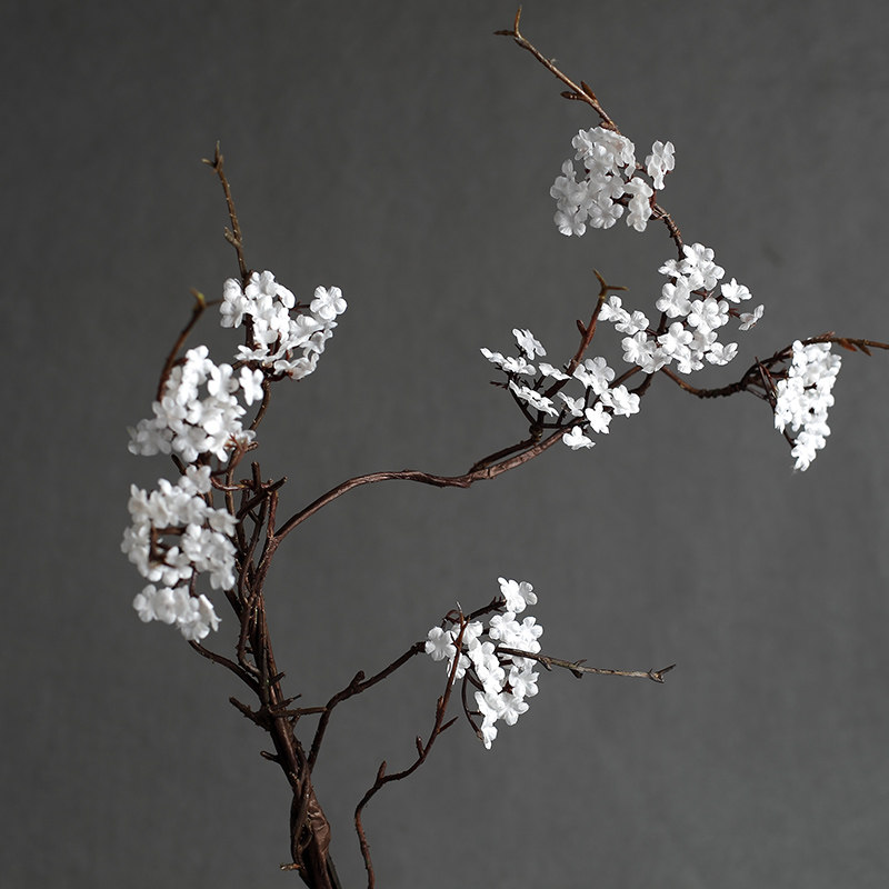 Zen vase flower arrangement Simulation cherry blossom rattan branches Home decoration small floral dried branches Tea room ornaments Wild floral