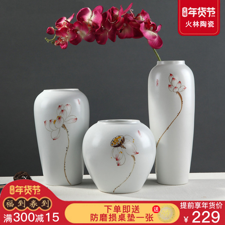 Jingdezhen Modern new Chinese ceramic vase Fugui Bamboo Inserts Dry Flower Living Room Day Style Zen house Decorative Pendulum
