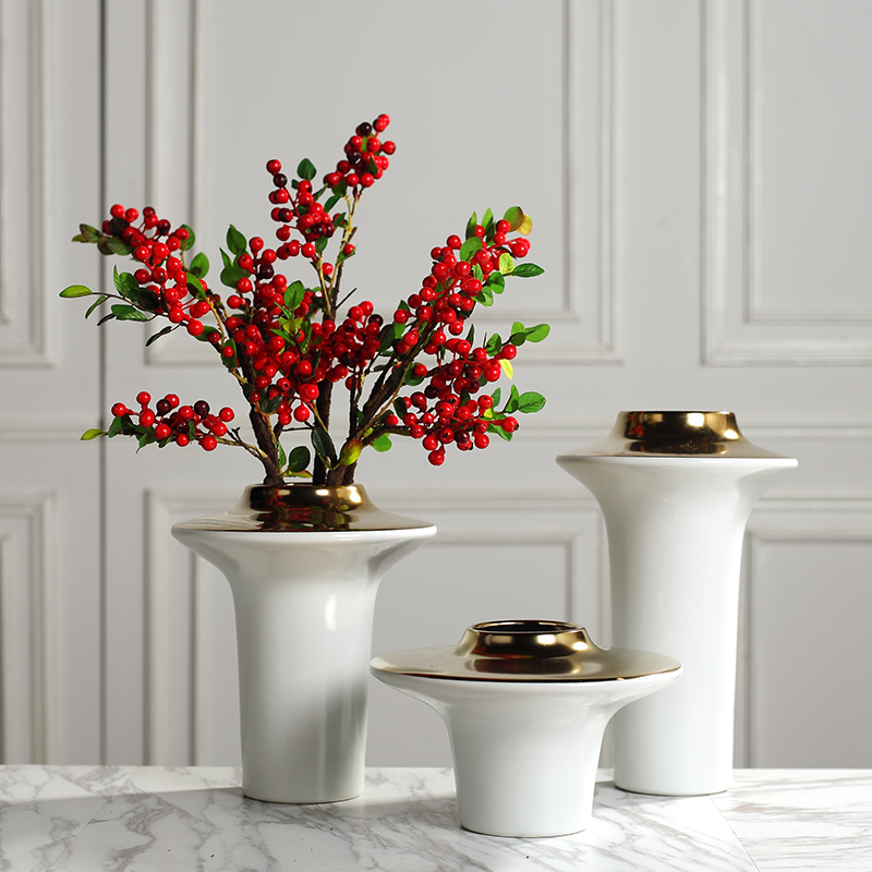 Creative I and contracted light flower arranging exchanger with the ceramics vase key-2 luxury furnishing articles sitting room ark example room Nordic soft decoration