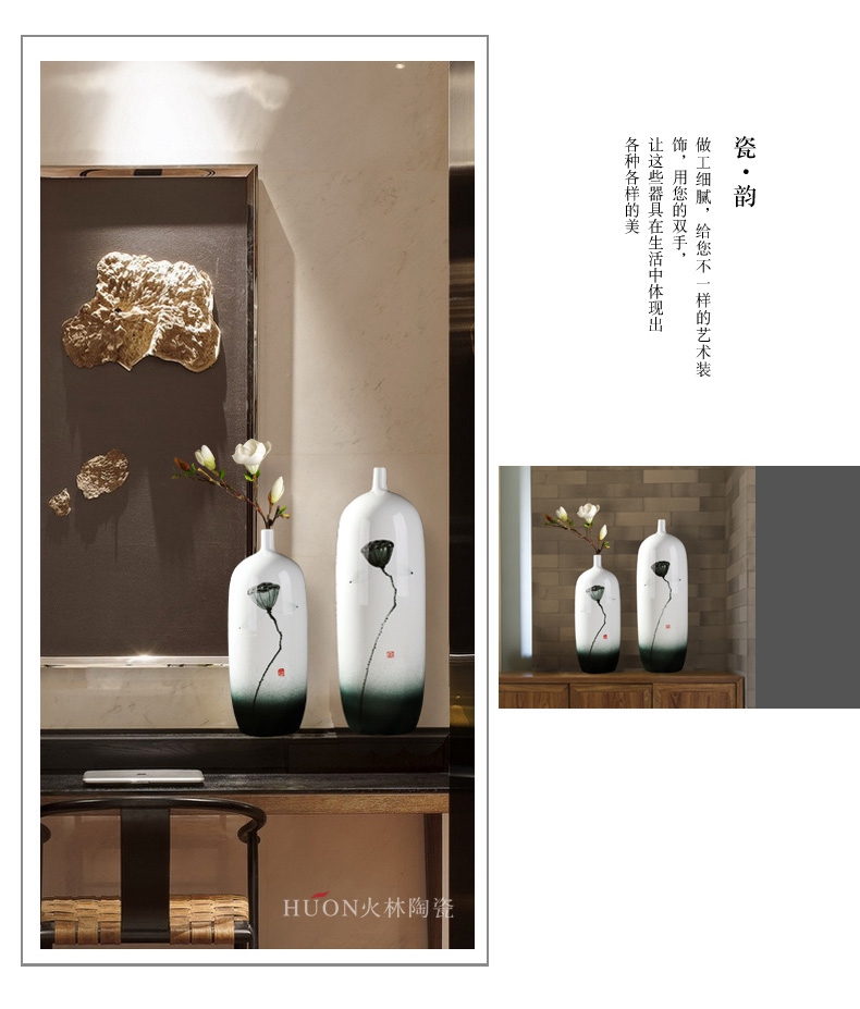 Modern ceramic vase furnishing articles of Chinese style living room dry flower flower arranging new Chinese creative zen desktop porch decoration