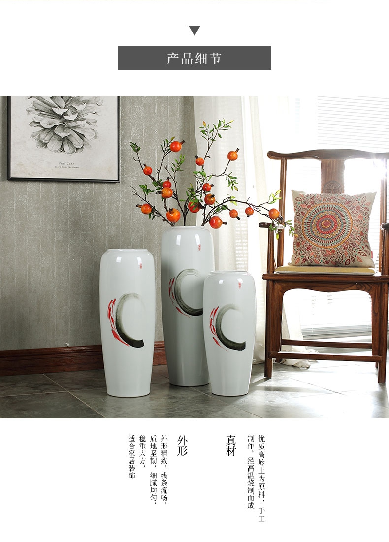 New Chinese style porch ground vase jingdezhen zen hand - made ceramic dry flower arranging flowers is placed a large sitting room simulation