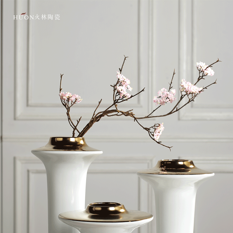Creative I and contracted light flower arranging exchanger with the ceramics vase key-2 luxury furnishing articles sitting room ark example room Nordic soft decoration