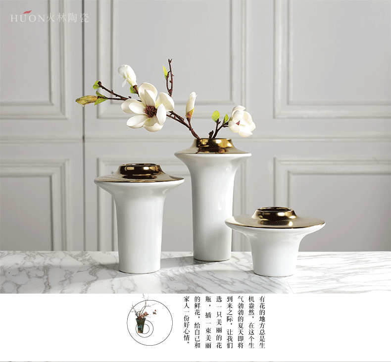 Creative I and contracted light flower arranging exchanger with the ceramics vase key-2 luxury furnishing articles sitting room ark example room Nordic soft decoration