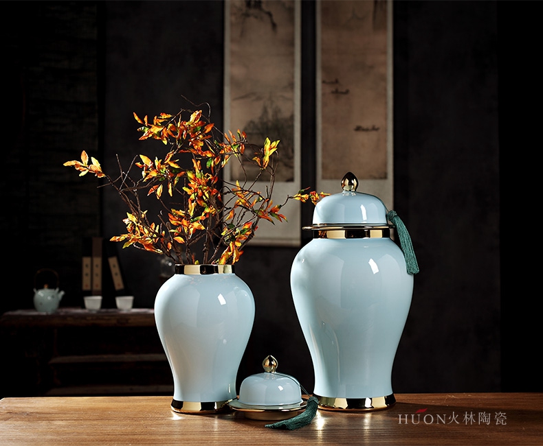 The New Chinese jingdezhen blue tank general furnishing articles sitting room porch mesa table flower between example club floral outraged