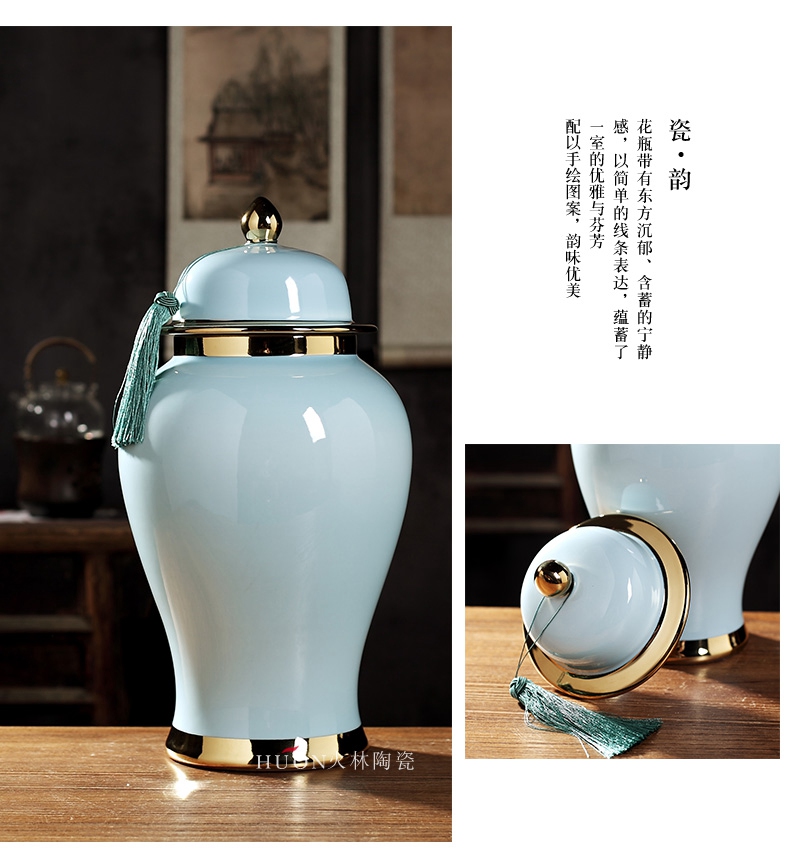 The New Chinese jingdezhen blue tank general furnishing articles sitting room porch mesa table flower between example club floral outraged