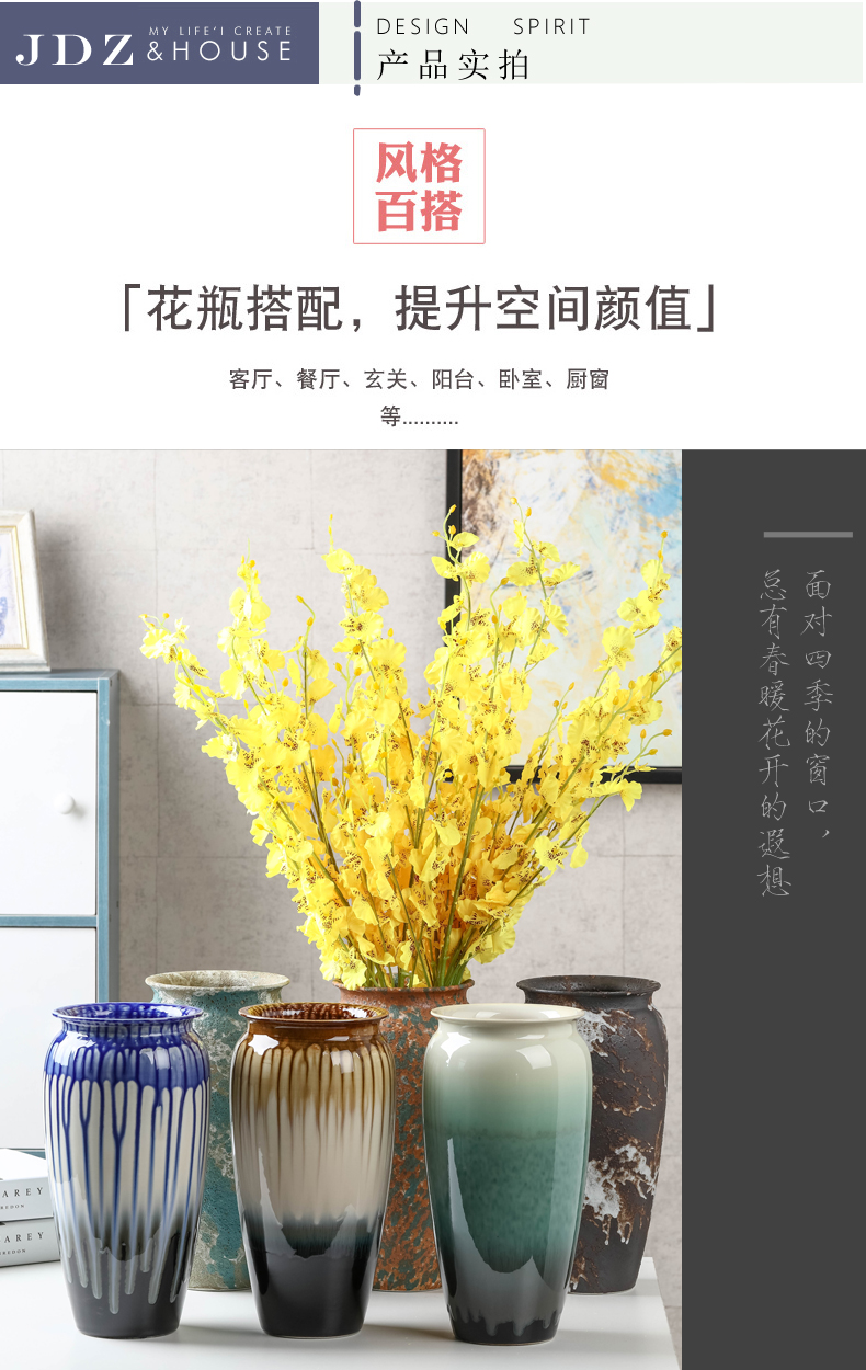 Jingdezhen ceramic vase modern new Chinese TV ark, wide saliva keeps growing flowers, dried flowers, flower arranging flowers, furnishing articles